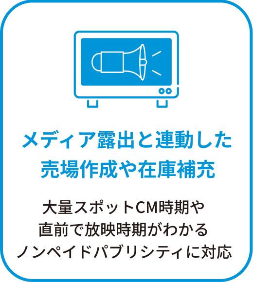 メディア露出と連動した売場作成や在庫補充